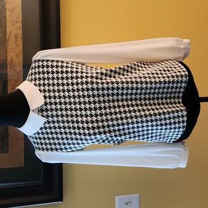 Gorgeous Black and Cream herringbone blouse